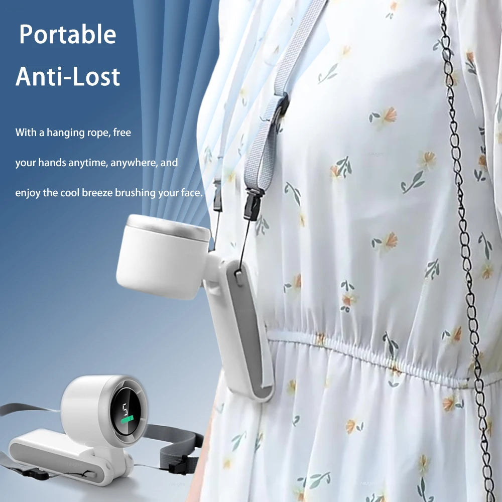 New 2025 High-Speed Foldable Neck Fan with 180-degree Tilt, Cooling Effect and LED Display