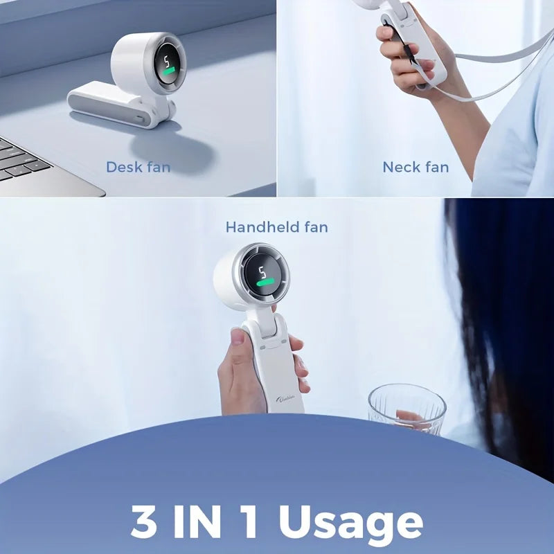 New 2025 High-Speed Foldable Neck Fan with 180-degree Tilt, Cooling Effect and LED Display